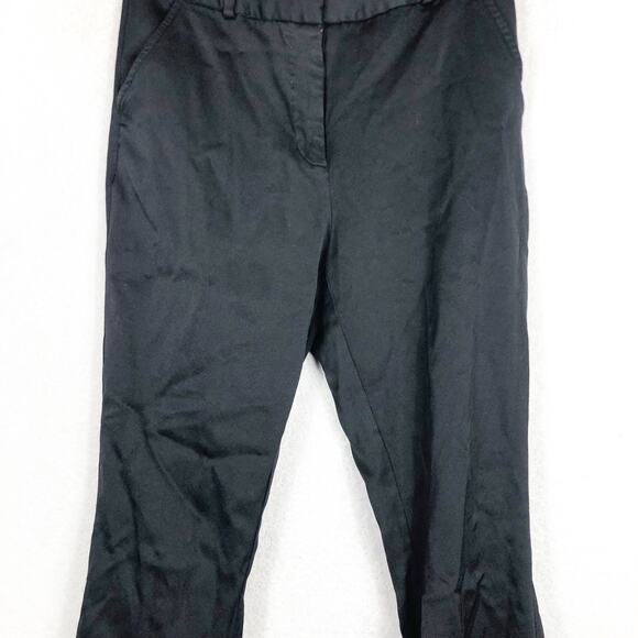 Frame Sateen Crop Flare Trouser Size 4 Noir Black Wool Blend High Rise Preppy - Picture 9 of 14